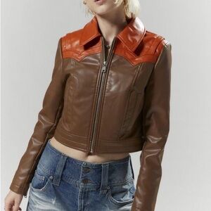 NWT UO Silence + Noise Mariah Faux Leather Western Jacket